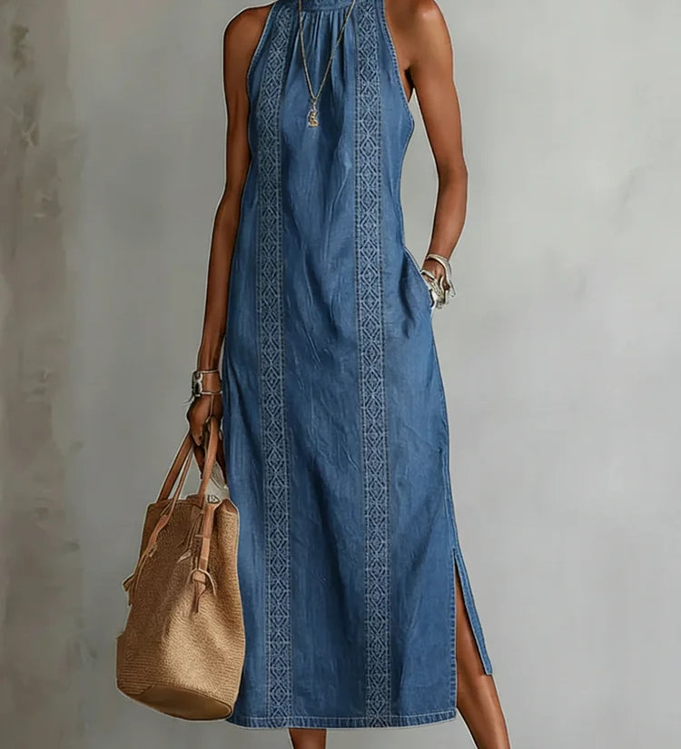 Júlia - Vestido de Denin com Renda Retro