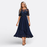 Mariana - Vestido de Renda e Manga Curta