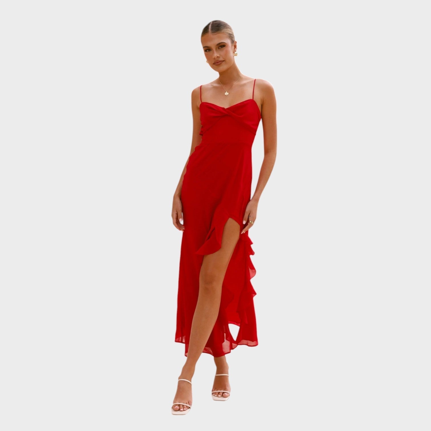 Aurelia - Vestido com folhos e alças finas