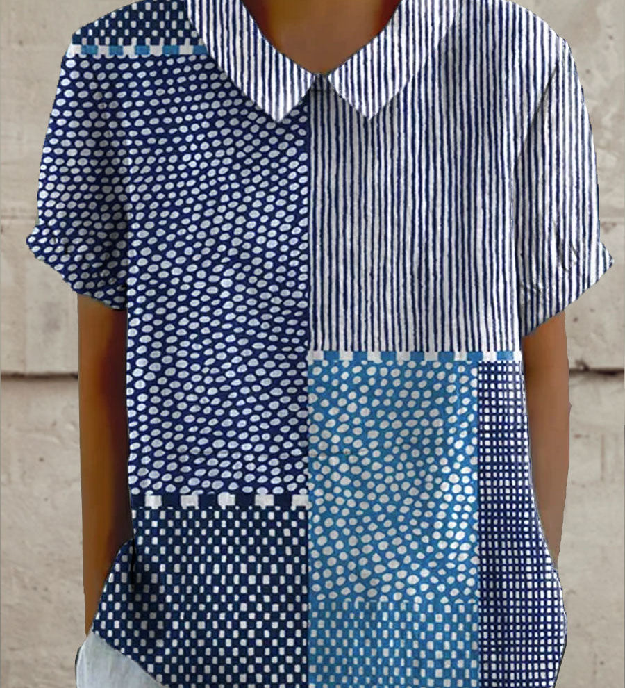 Alina - Camisa com Estampa Patchwork