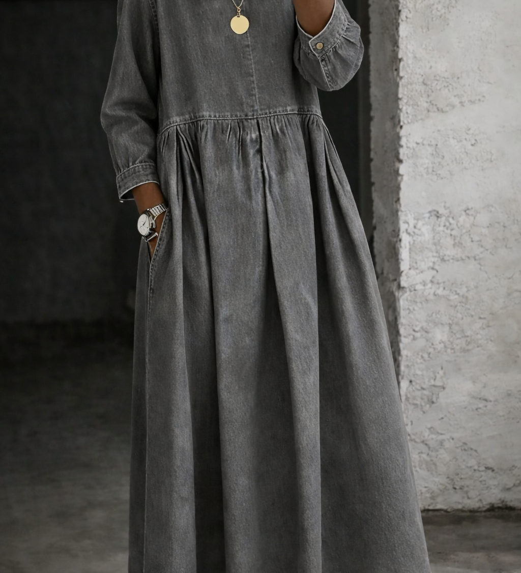 Leonor - Vestido de Denim com Gola Peter Pan