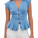 Vera - Top de Denim com Decote em V