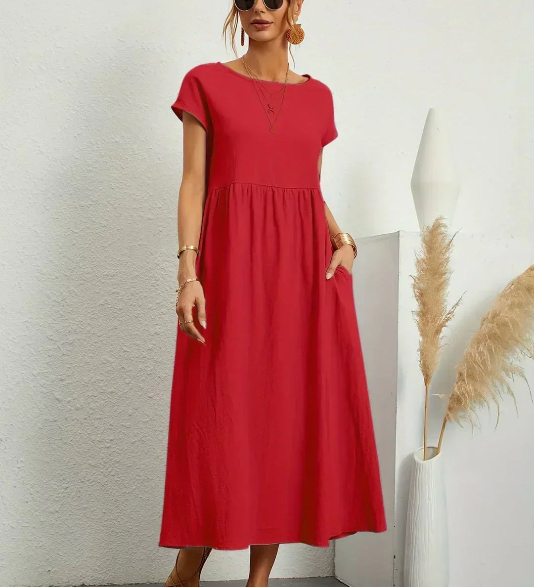 Gabriela - Vestido Elegante Midi Fluído Intemporal