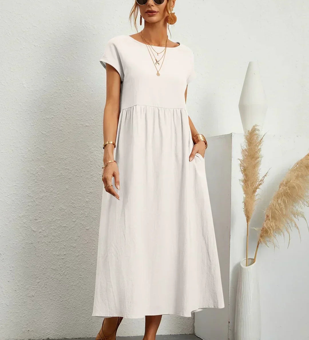 Gabriela - Vestido Elegante Midi Fluído Intemporal
