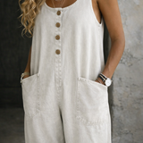 Vânia - Macacão de Algodão Denim Vintage Lavado