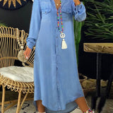 Helena - Vestido Camisa de Denim Casual Elegante